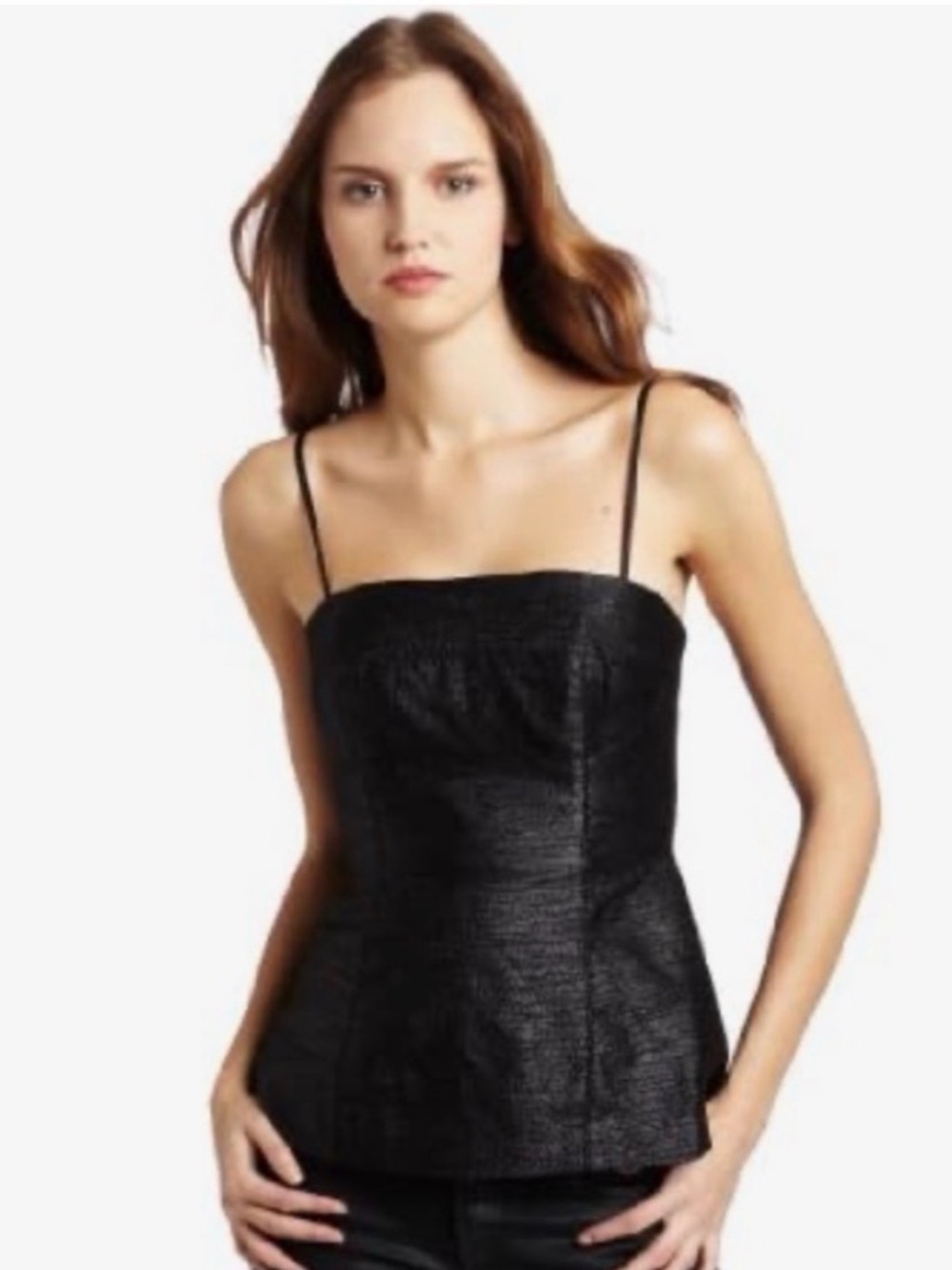 Tracy Reese Black Metallic Strapless Peplum Top Women’s Size 4 Cocktail Party